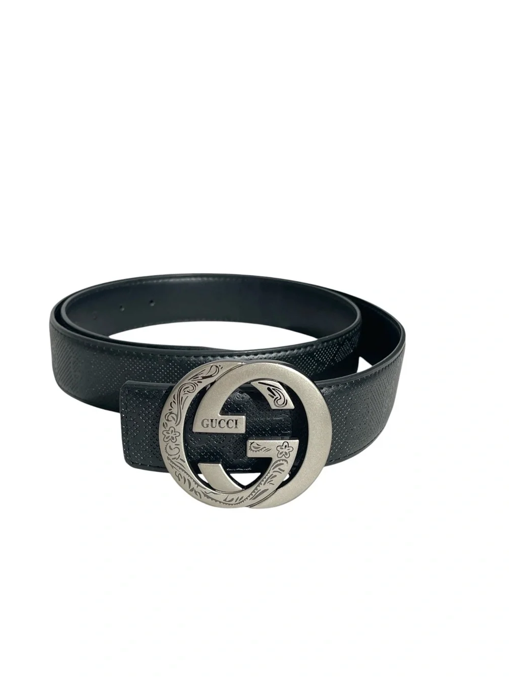 🖤Men’s Black Belt with Engraved Interlocking Buckle 🖤